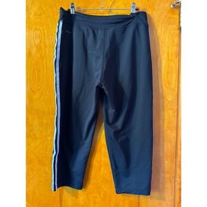 Adidas Womens Climalite 3 Stripe Capri Pants Cropped Athletic Black